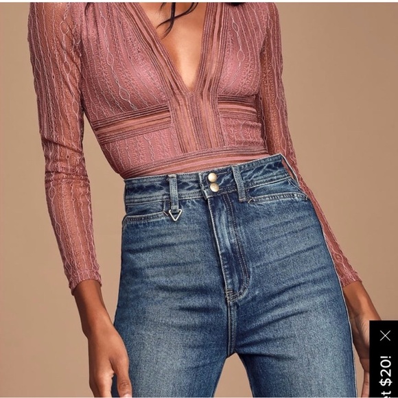 Lulu's Mauve Long Sleeve Bodysuit - Picture 3 of 5